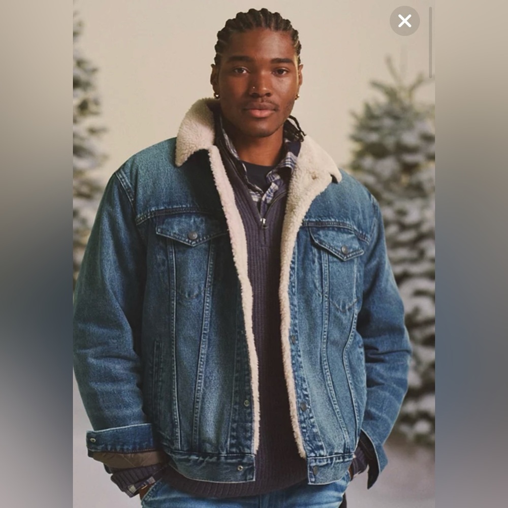 American Eagle Denim & Faux Sherpa Jacket-Men’s M NWT💙😀